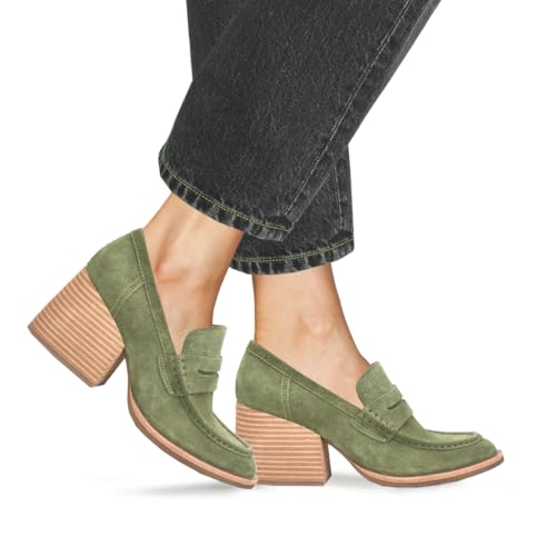Image of MOOMMO Women Chunky Platform Loafers Pumps Round Closed Toe Slip On Penny Loafers Suede Block High Heels Oxford Shoes Formal Classic Thick Heel Dress Loafer Office Ladies Vintage Comfort 4-11 M US