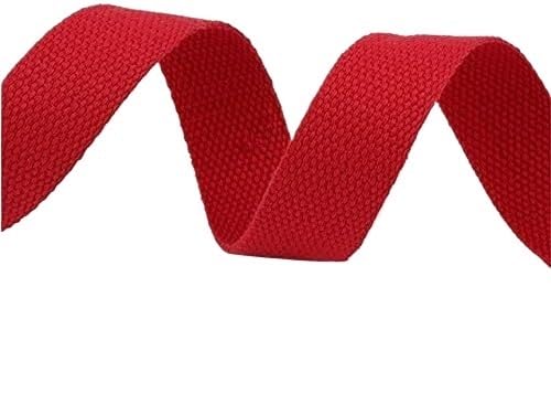 WENYAGUO Polyester Cotton Webbing Strap, 20mm Polyester Cotton Webbing 25 Yards Multicolor for Sewing Bags Belts Dog Collars(Red)