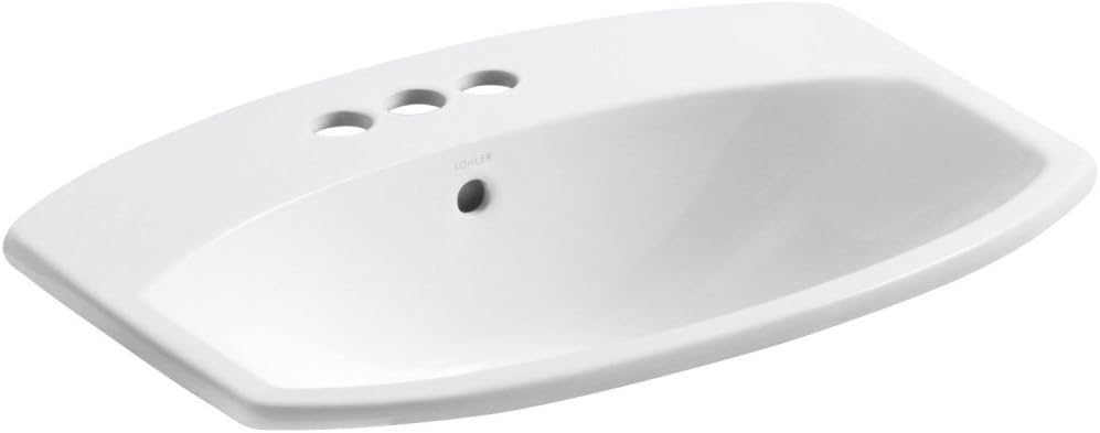 KOHLER K-2351-4-0 Cimarron Self-Rimming Bathroom Sink, White