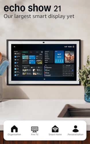 Amazon Echo Show 21 (newest gen), A stunning 21" smart display with built-in Fire TV, powerful vibrant sound, immersive HD streaming, with Alexa+ Early Access
