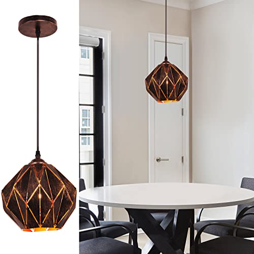 Rustic Pendant Lighting Industrial Pendant Light Vintage Light Fixtures Farmhouse Pendant Light Vintage Diamond Shade Adjustable Cord Island Pendant Lights For Kitchen Bathroom Hallway Foyer Living #TOP6