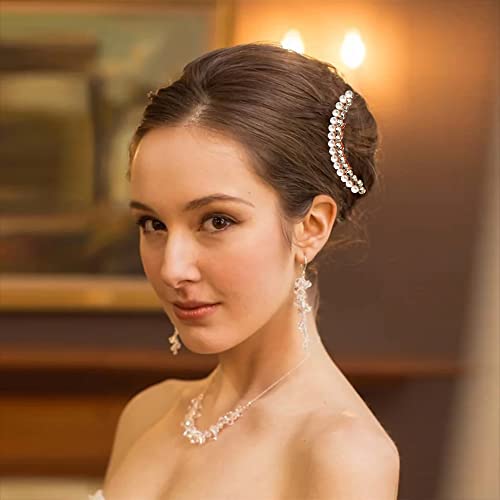 2 Pcs Pearl Hair Side Combs Clip Crystal Rhinestone Hair Combs For Women Decorative Combs Hairpins Hair Accessories For Wedding Party Daily #TOP2
