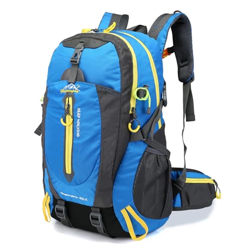 CHENXIAOHONG Mochila de trilha feminina e masculina 40L, à prova d'água, esportiva, resistente, mochila de viagem, mochila de montanha(Azul)