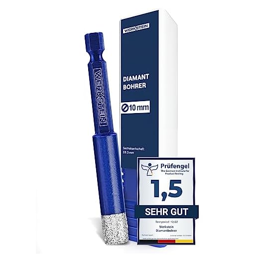 WERKSTEIN® Fliesenbohrer mit Diamantbohrkronen [10mm] - Diamantbohrer für Fliesen & Feinsteinzeug - Robuster Fliesenbohrer mit Sechskantschaft - Bohrer für Granit, Keramik & Naturstein