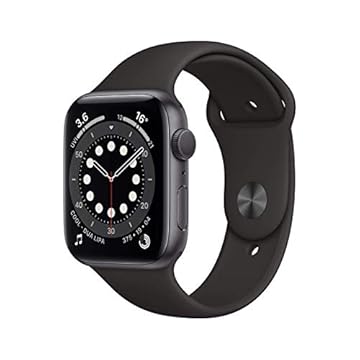 Apple Watch Series 6 (GPS, 44MM) Cassa in Alluminio Grigio Siderale con Cinturino Sport Nero (Ricondizionato)