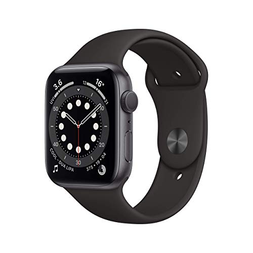 Apple Watch - relojes inteligentes 7 Apple Watch Series 6 (GPS, 44mm) Caja de Aluminio Gris Espacial con Correa Deportiva Negra (Reacondicionado)