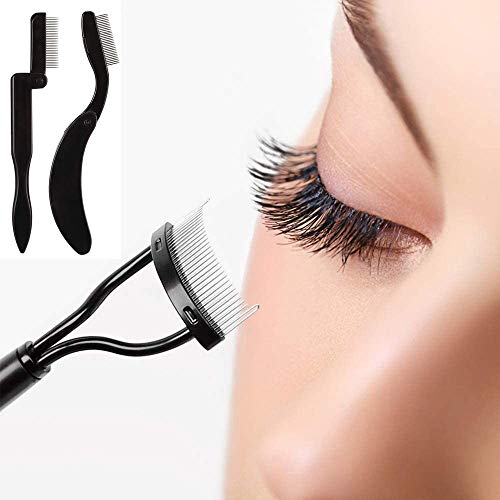 4 Pcs Folding Eyelash Comb Dou Eyebrow Brush With Spoolie Mascara Separator Metal Teeth Grooming Brushes For Define Lash And Brow #TOP6