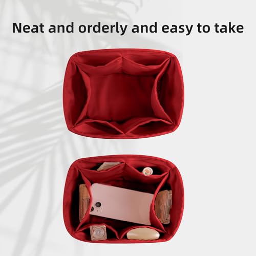 Image of DGAZ Silk Purse Organizer Insert Fits Chanel Duma Bags,Silky Smooth Bag Organizer,Luxury Handbag & Tote Shaper(Rouge Cassque,24P Large)