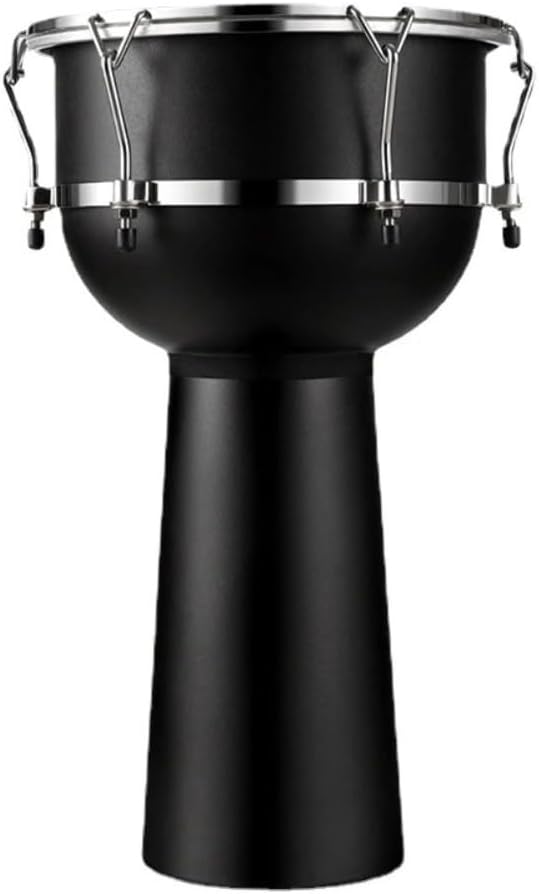 12-Inch Black Hand Djembe Drum – Professional African-Style Large Percussion Hand Drum for Adults & Gift