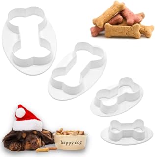 Crethink 4 Pcs Bone Cookie Cutter Set, Plastic Cartoon Dog Bone, 4 Various Size for DIY Baking Biscuit Pastry Dog Treats - 4.4/3.8/2.6/2.2IN