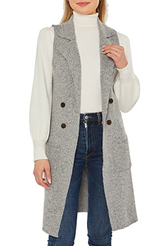 Image of Love Tree Women's Sleeveless Long Sweater Vest Open Front Knit Cardigan Waistcoat