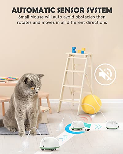 Bumfey 4-In-1 Automatic Cat Mice Toys, Interactive Cat Toys For Indoor Cats, Electric Cat Toys With Feather, Led Lights, Bird Sound, Moving Cat Toys Laser, Smart Kitten Toys For Pet Exercise Playing #TOP3