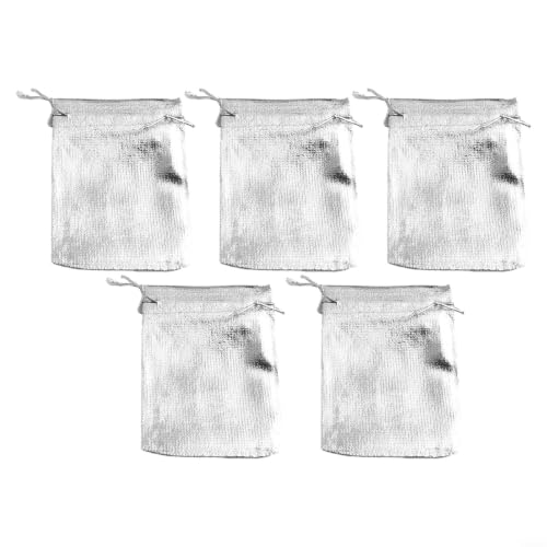 Pack de 50 bolsas de organza doradas y plateadas, 7 x 9 cm, pequeñas bolsas de regalo para joyas, bodas, dulces para decoración (plata 9 x 12 cm)