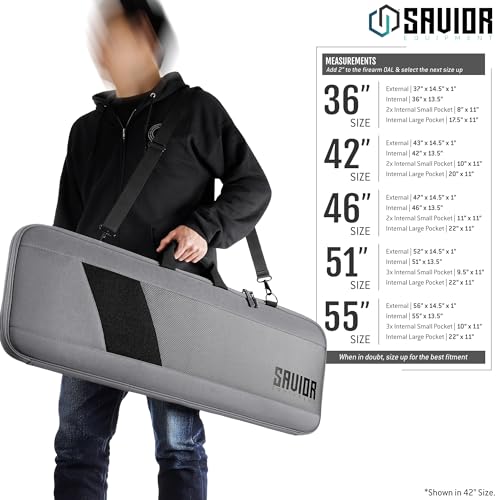 Savior Equipment Specialist Single Long Gun Bag Tactical Padded Soft Case w/Padded Handle Carrier, Adjustable Sling, Dual Lockable Zipper, 46 Inch Gray