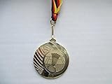 Fanshop Lünen Medaillen - aus Stahl 40mm - mit einem Emblem, Badminton, Federball, Ball, inkl. Medaillen Band - Farbe: Gold, mit Emblem 25mm - (e262)