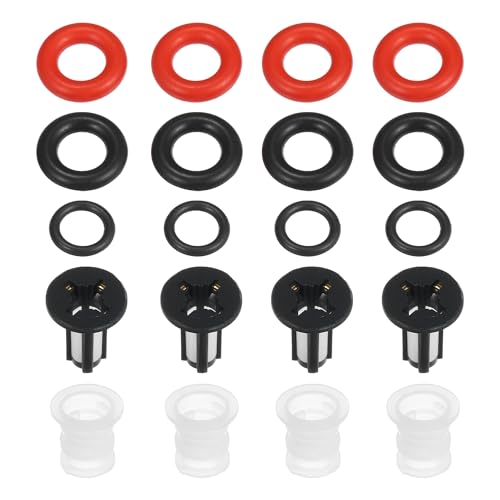 A ABSOPRO Fuel Injector O Rings Seals No.16450PNEG01 with Micro Filters Fuel Injector Repair Kit for Acura RSX 2005 2006 for Honda Civic Rubber Black (Set of 4)