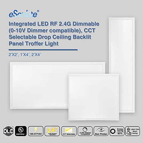 Esenlite 2X4 Led Flat Panel Light, Backlit 50W 6500 Lumen Cct Color 3000K-5000K Dimmable 2.4G Wireless Control Drop T-Bar Ceiling Surface Hanging Residential Commercial Industrial Ul Dlc, 8 Pack #TOP3