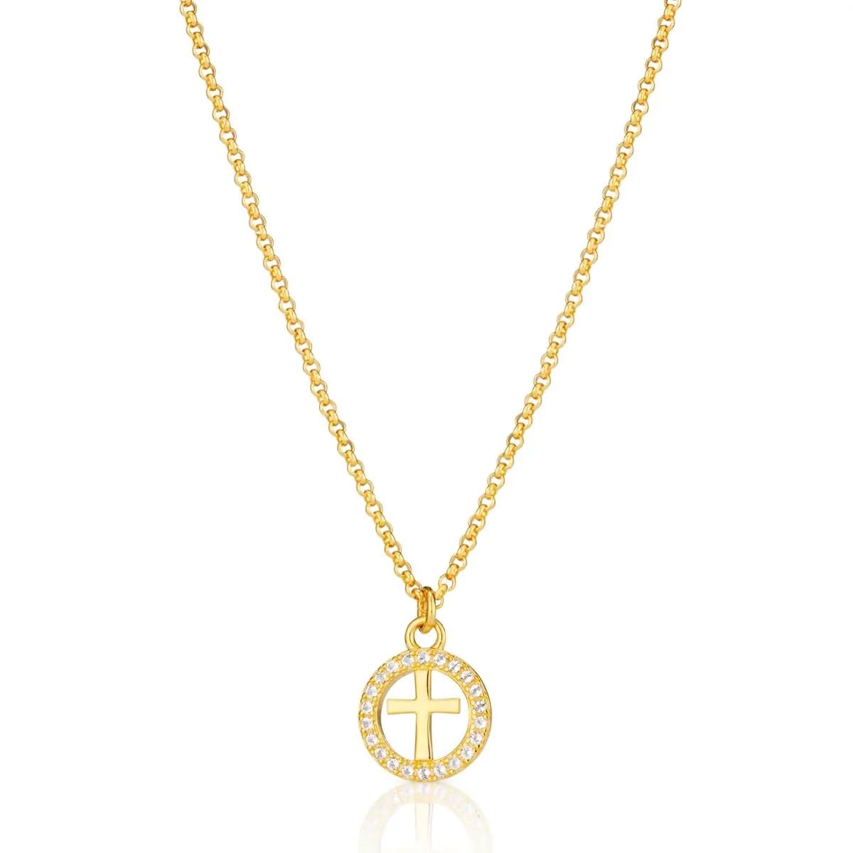 Cruz de comunión de oro con topacio blanco y regalos de damas de honor 6