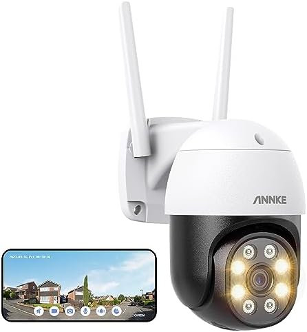 ANNKE 4MP PTZ Outdoor Security Camera, 8X Digital Zoom Auto Tracking for Home Security, 2.4GHZ WiFi Camera with AI Human Detection, Color Night Vision, Two-Way Talk, Compatible with Alexa, WPT400