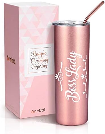 Onebttl Boss Lady Gifts Insulated Stainless Steel Tumblers with Lids and Straws, (20 oz) Funny Boss Lady Gift idea for women/female in Boss Day, Birthday, Christmas, Appreciation