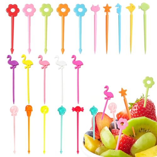 200 forchette da frutta per bambini, stuzzicadenti, mini stuzzicadenti a forma di animali, spiedini riutilizzabili per frutta per bambini, mini forchette, stuzzicadenti per bento box per bambini