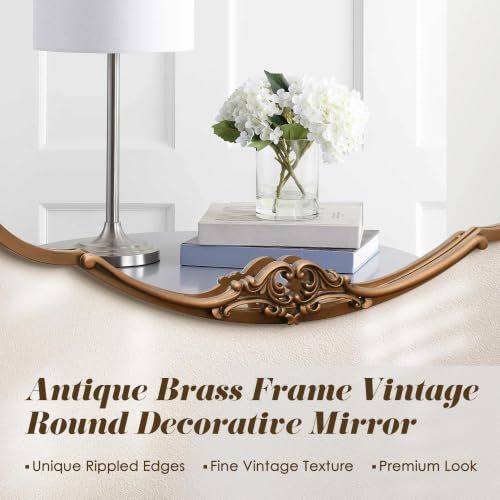 Image of Besdomus Vintage Scalloped Wall Mirror: 40 inchx22 inch Large Antique Gold Mirror