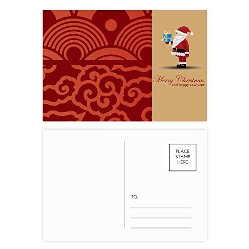 Cartes postales motif vagues chinoises style japonais Père Noël pour réchauffer les cœurs