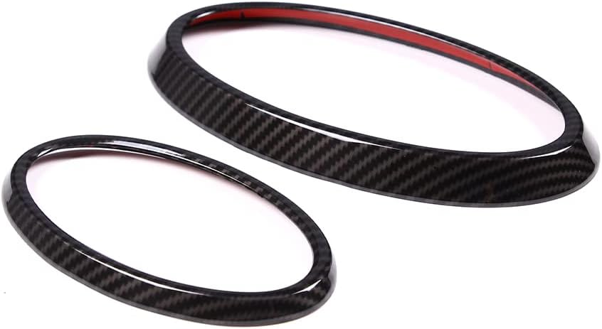 Front Rear Car Logo Ring Cover Trim Compatible with Subaru Forester 2022 ABS 2PCS Hood Emblems Trim Ring Cover Accessories (Front Rear Ring Cover 2PCS-ABS Carbon)