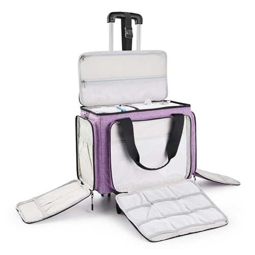BatlFrist Rolling Sewing Machine Bag with Universal wheels,Sewing Machine Carrying Case with YKK zipers, Compatible most Standard Brother, Singer, Bernina, Sewing Machines (lilac) by BatlFrist - Image 2
