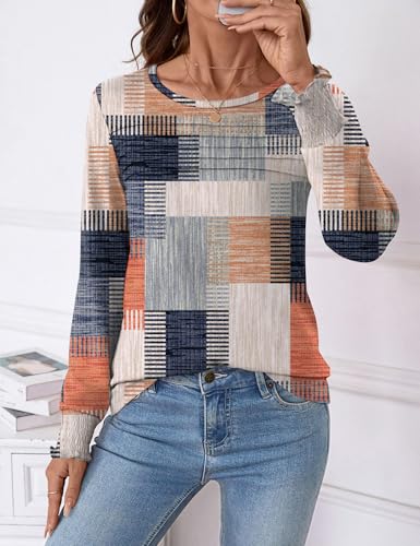 LOMON Women Long Sleeve Blouses Dressy Casual Crewneck Tops Pleated Tunic Shirts 2025 Loose Fashion Clothes2