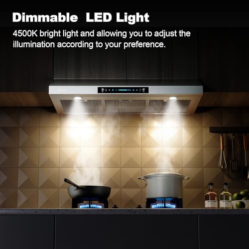 30 Inch Under Cabinet Range Hood with 900-CFM, 4 Speed Gesture Sensing&Touch Control Panel, Stainless Steel Kitchen Vent - Image 6