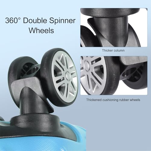 Yosoo Lightweight Hardshell Spinner Luggage Set with TSA Lock, 3 Piece ABS Aluminium Alloy Suitcases with Smooth Wheels for Travel (Blue Notebook)3