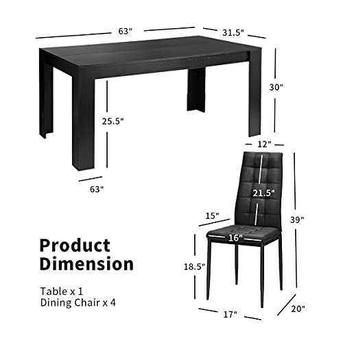 Giantex 9 Pcs Dining Table Set, Wood Rectangular Table With 8 Upholstered Chairs Set, Modern Kitchen Table Set, Black Dining Room Table Set, Home Kitchen Dinette Furniture Family Party #TOP5