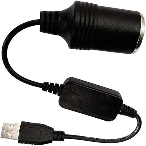 BRIIKPP USB→シガレットライター変換アダプタ 12V出力 最大8W USBポート→車載シガーソケット変換 車載電子機器用 35cmケーブル付き