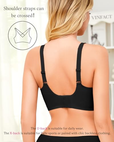 Vinfact Plunge V Bras for Women No Underwire Wireless Full Coverage Bralette Seamless T Shirt Everyday Sleep Bra3