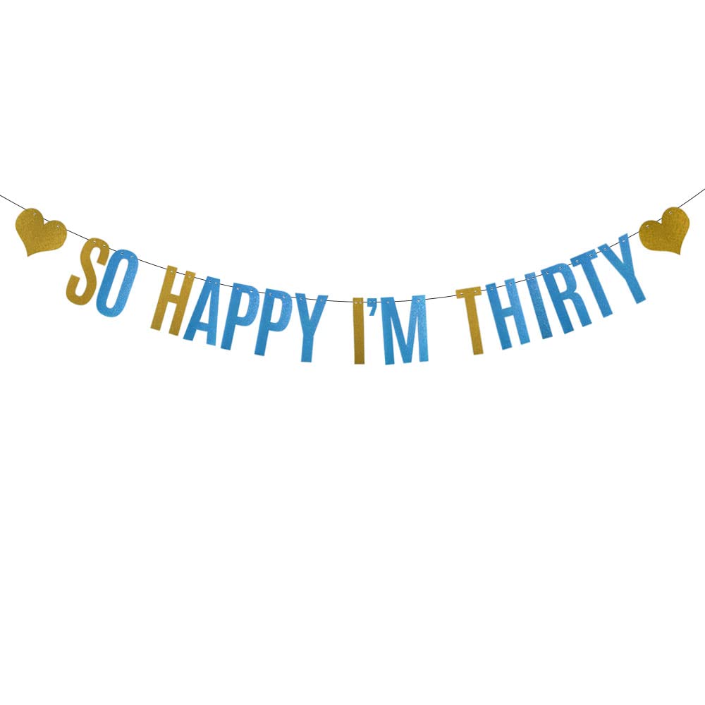 Geburtstags-Banner 'So Happy I'm Thirty' – Vorgefädelt, Glitzer-Optik, 3 M Lang, Für Partys