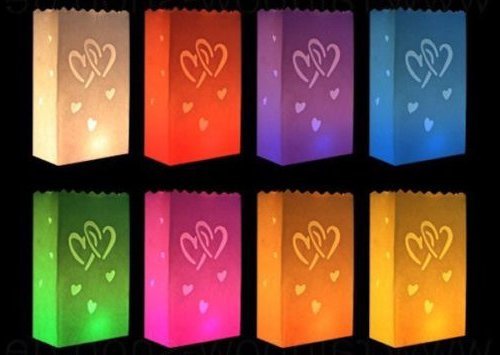 Luminaria Lot de 10 lanternes décoratives romantiques en forme de cœur Multicolore – vue 2