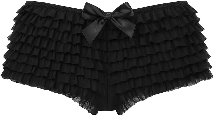 Daisy corsets Women’s Mesh Ruffle Panty with Back Bow – Sexy Lingerie Bottoms for Costumes, Burlesque, Dance, and Everyday Flirty Wear Black