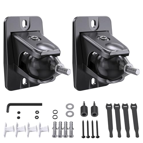 Universal Rear Speaker Wall Mount with Keyhole and 1/4-20 4mm & 5mm Thread 11 lbs Capacity Surround Sound Satellite Speaker Ceiling Bracket for Samsung Q990D Q990F Roku Sony  360 Adjustable