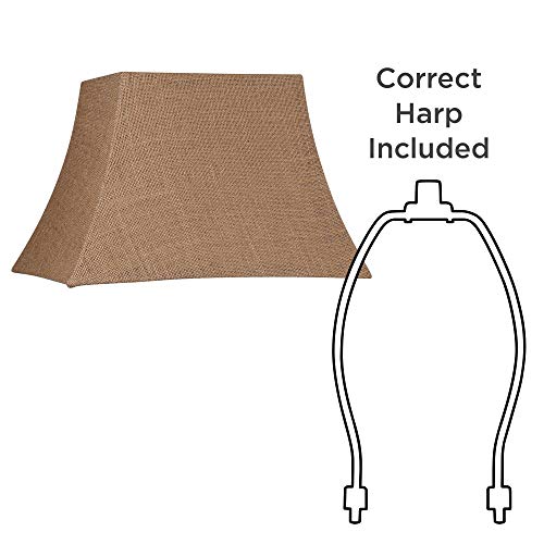 Natural Burlap Medium Rectangle Lamp Shade 10" Wide X 7" Deep At Top And 16" Wide X 12" Deep At Bottom And 11" Slant X 10.5" H (Spider) Replacement With Harp And Finial - Springcrest #TOP4
