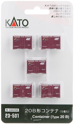 Kato 23-501 Container 20B lot de 5 conteneurs ferroviaires miniatures à l'échelle N
