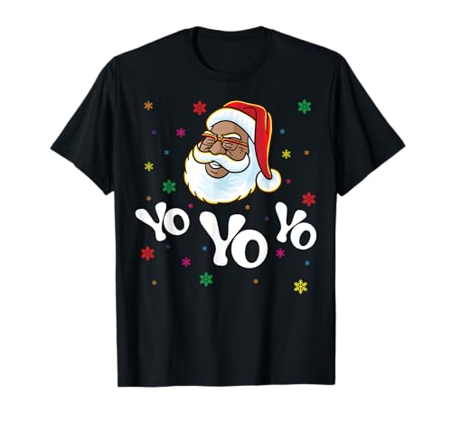 Yo Yo Yo Yo Père Noël Afro Afrique Américaine Noir Hip Hop Rap T-Shirt