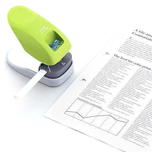 Image of Plus Paper Clinch Desktop Staple-Free Stapler, Green