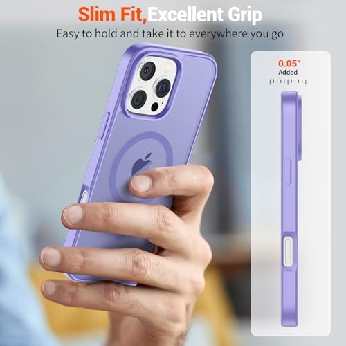 Image of SUPFINE Magnetic for iPhone 16 Pro Case (Compatible with MagSafe) (Military Grade Drop Protection) Slim Translucent Matte Shockproof with Anti-Fingerprint Phone Case,Purple