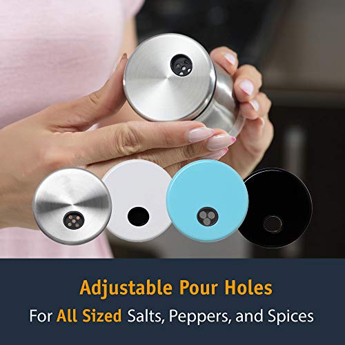 CHEFVANTAGE Salt and Pepper Shakers Set with Adjustable Pour Holes - Red - Thumbnail 2