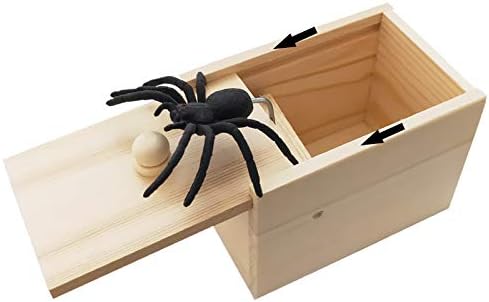 Rtudan Original Spider Scare Prank Box, Hilarious Wooden Scare Box,Handmade Fun Joke Scarebox Toy,Practical Gift Toy Spider Box Prankoy Prank for Kids Adults