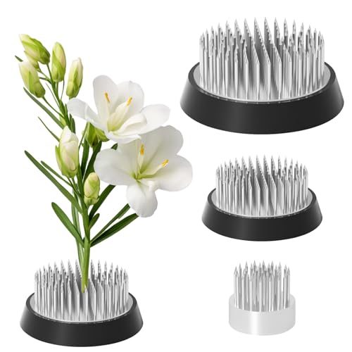 3 Pcs Floral Frog Pin Holder, Round Metal Flower Frog Vase Arranger Pin Holder, for Ikebana, Home Decoration Craft, DIY Flower Craft Arrangements (Silver)