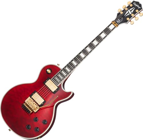 Epiphone Alex Lifeson Les Paul Custom Axcess (Ruby) – Guitare Électrique à Coupe Simple - Les Beatles, Paul McCartney, John Lennon, RIngo Starr, George Harrison Epiphone Alex Lifeson Les Paul Custom Axcess (Ruby) - Guitare Électrique à Coupe Simple