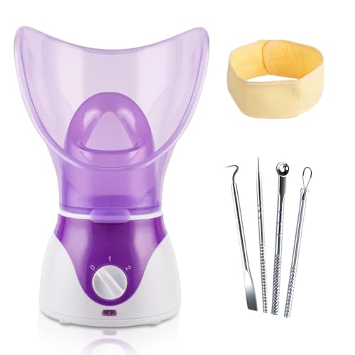 DWO EUROPE Vaporizador Facial y Humidificador 100W, Kit Eliminación Espinillas, Uso Doméstico, Enchufe UE/EE.UU (Púrpura)