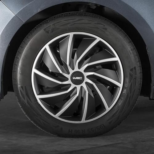WRC 007598 4 Radkappen 15 Zoll, Radzierblende Turbo Bicolor Grau und Schwarz